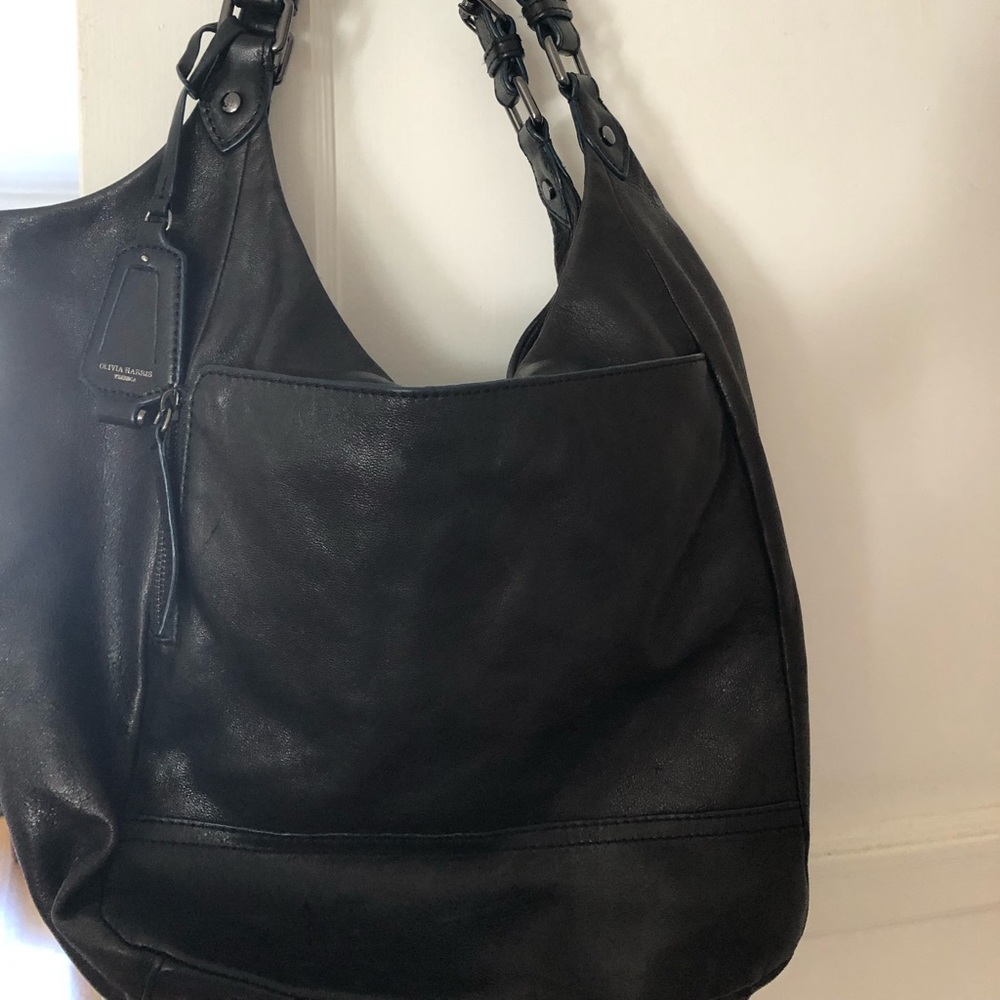 Olivia Harris black leather shoulder bag!